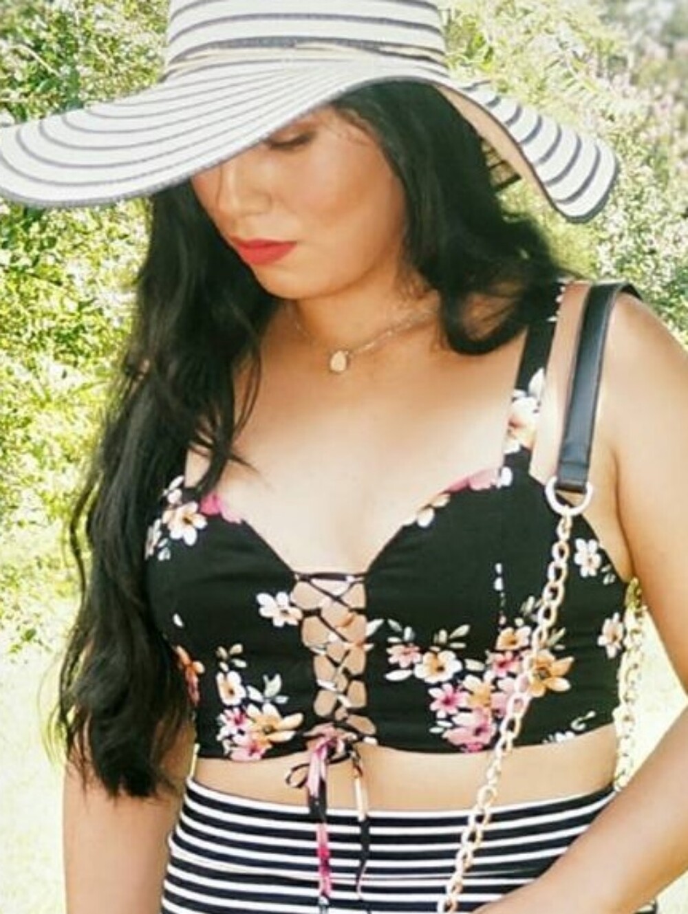Forever 21 Floral Zip-Front Bustier Corset Crop Top - Size M